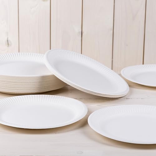 HEKU Pappteller (Ø 23cm, 100 Stück): 100% Kompostierbar | Umweltfreundliche Einwegteller