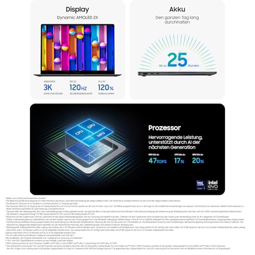 Samsung Galaxy Book5 Pro AI-Laptop - i7 Ultra Prozessor, 16GB RAM, 512GB Speicher, Copilot