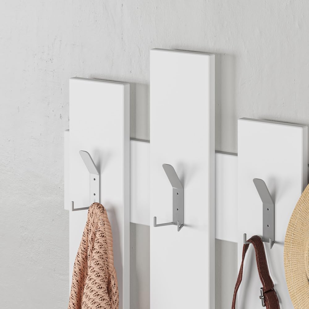 Wandmontierte Garderobe (81x64cm) mit 8 Haken für Flur, Schlafzimmer & Büro | Unsichtbares Befestigungssystem