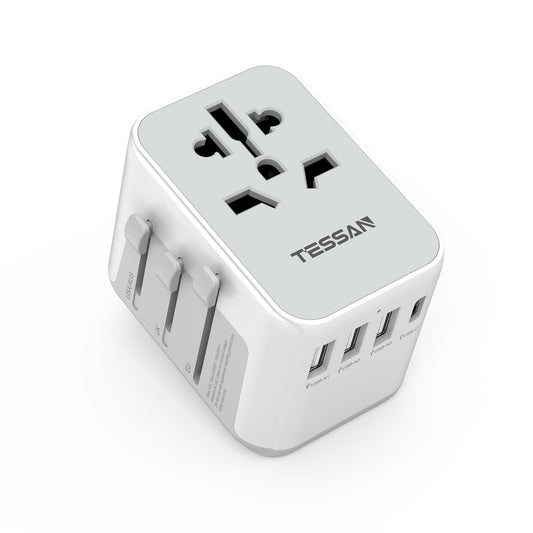 TESSAN Universal Reiseadapter mit 3 USB-A und 1 USB-C: Internationaler Steckdosenadapter