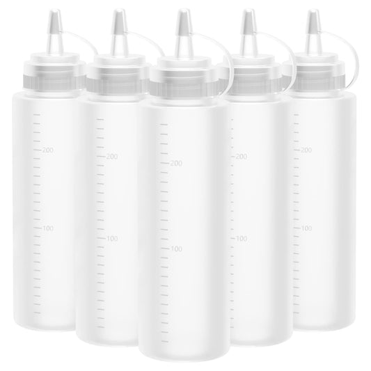 Lestiven 250ml Squeeze Quetsch-Flasche (5 Stück) mit Kappen - BPA Frei