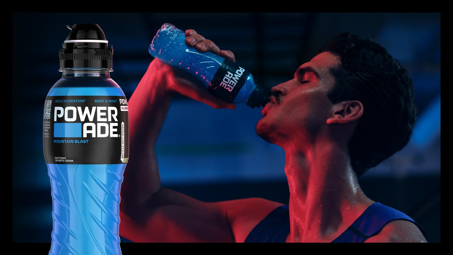 Powerade Sports - Mountain Blast (12 x 500ml) | Low-calorie sports drink with fruit mix flavor