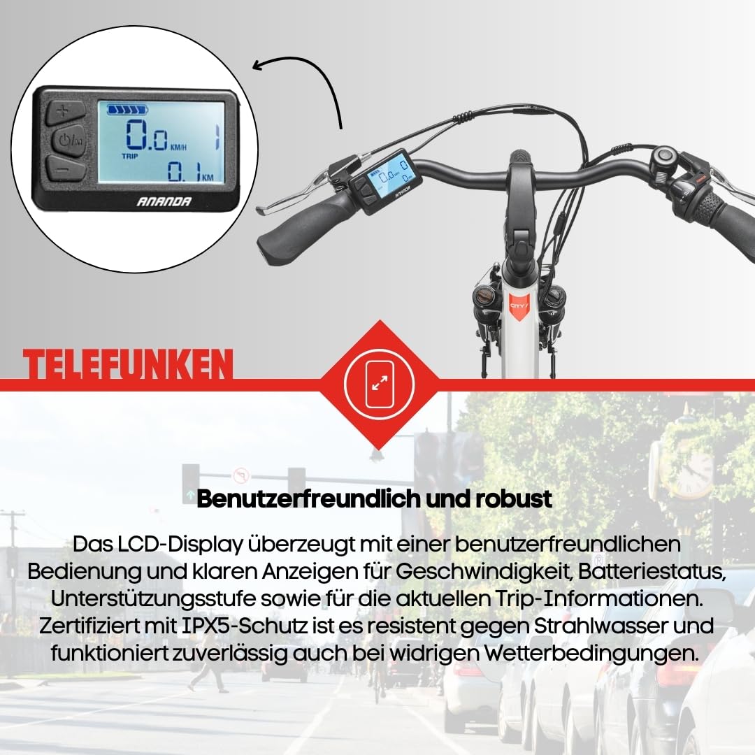 TELEFUNKEN (RC835) Multitalent E-Bike für Damen: Frontmotor, 3-Gang, V-Bremsen