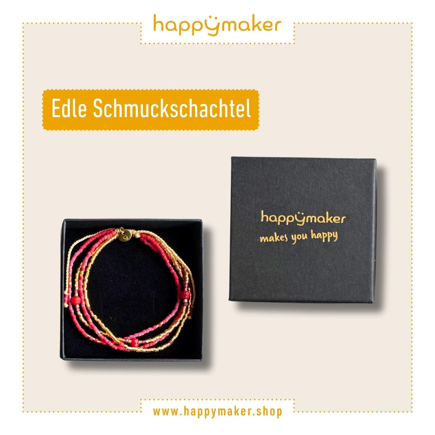 happymaker Damen Perlenarmband mit echten Edelsteinen, Amethyst und roter Jaspis