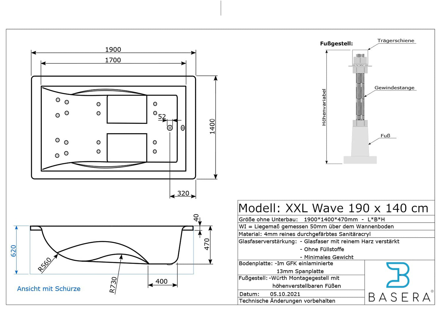 Basera® Premium Indoor-Whirlpool XXL mit 24-Massagedüsen: Heizung, LED, Touchpanel, Bluetooth
