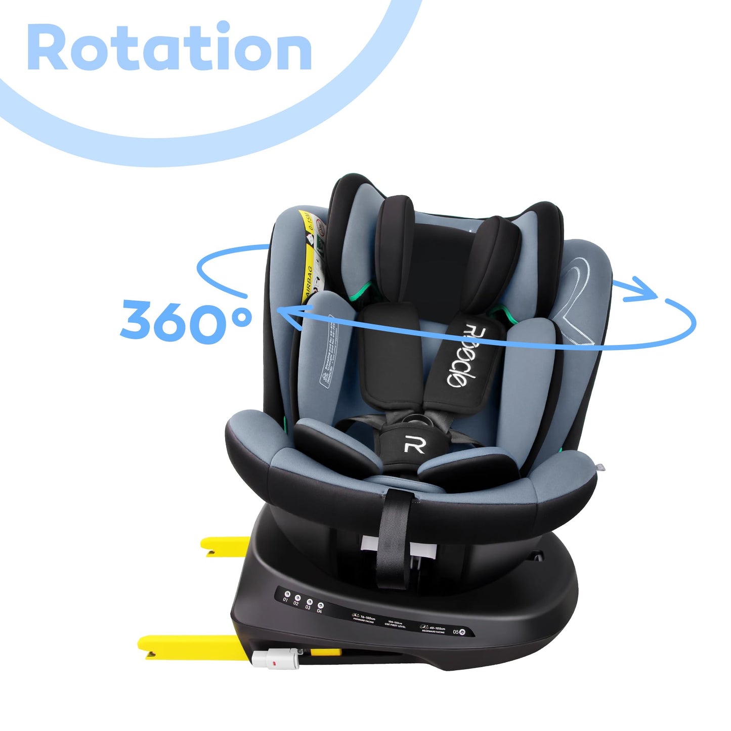 Reecle i-Size Child Seat (Black Gray) 0+/1/2/3 | ISOFIX, Safety Certified