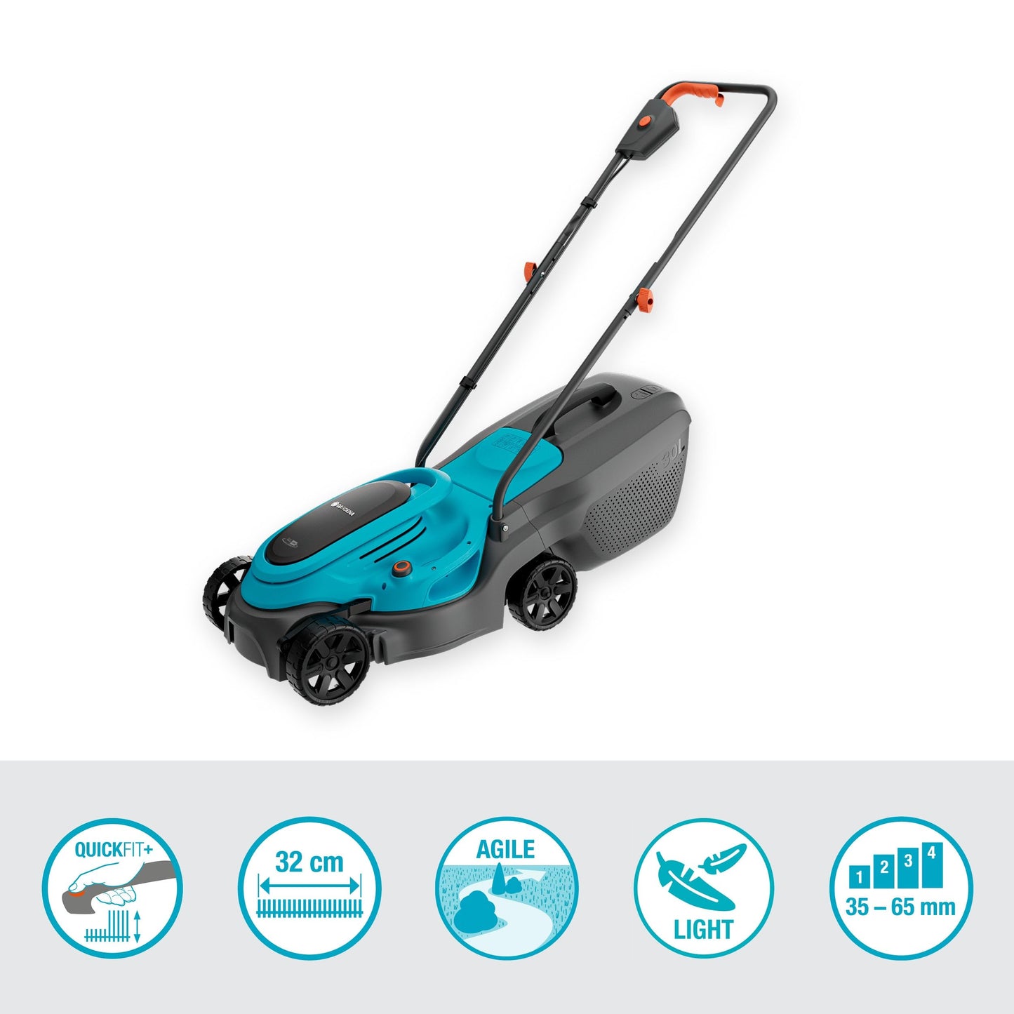 Gardena EasyMax+ 32/18V Ready-to-Use Set Akku-Rasenmäher inkl. Power for All-Akku | Leicht und Wendig