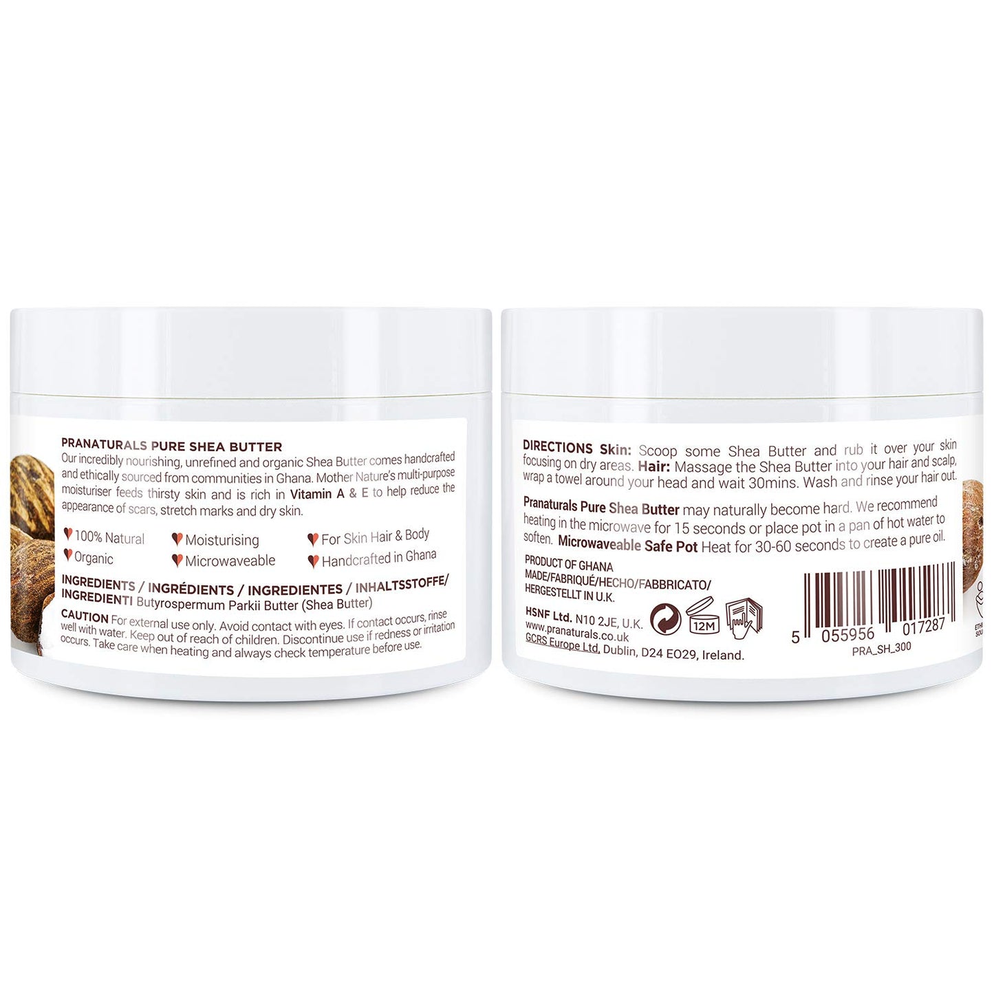 PraNaturals 100% Bio Sheabutter (300ml), Rohes, unraffiniertes Extra Virgin A-Grade