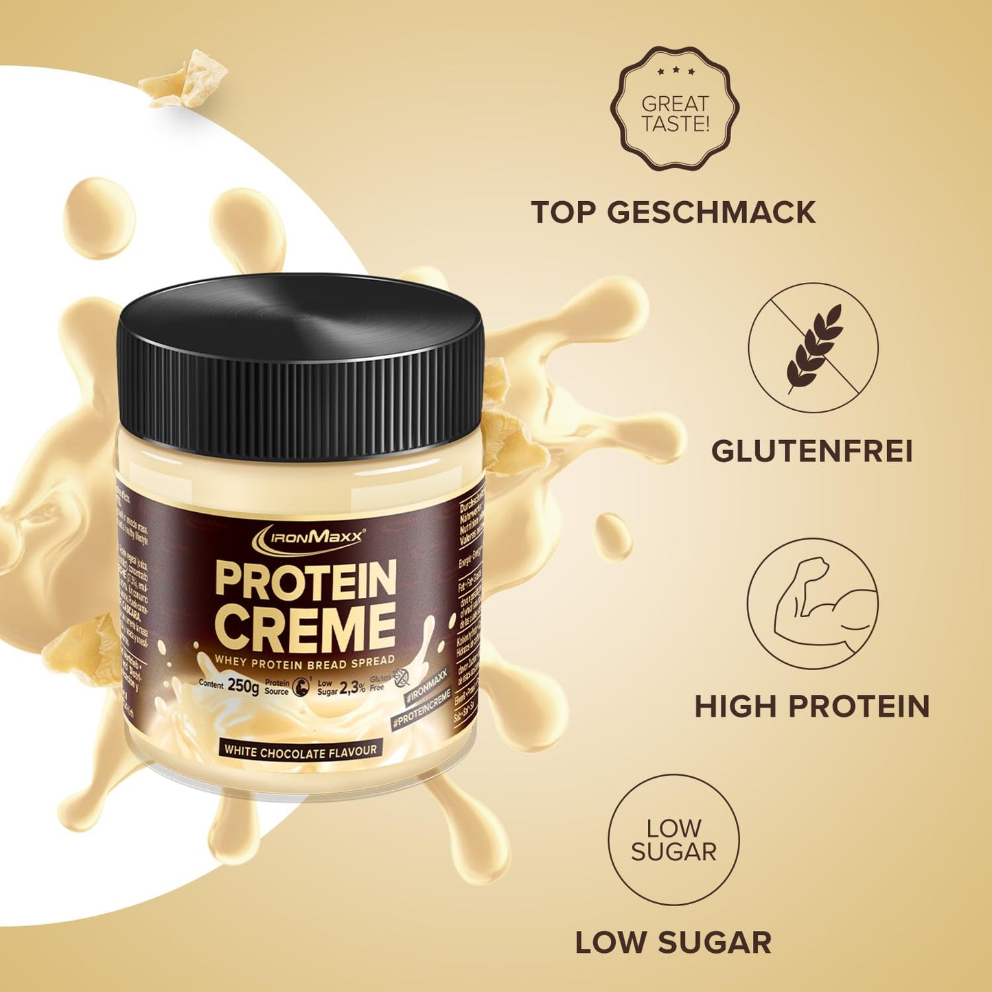 IronMaxx 'White Chocolate' Protein Creme (250g) | Cremiger Low Carb - Low Sugar Brotaufstrich