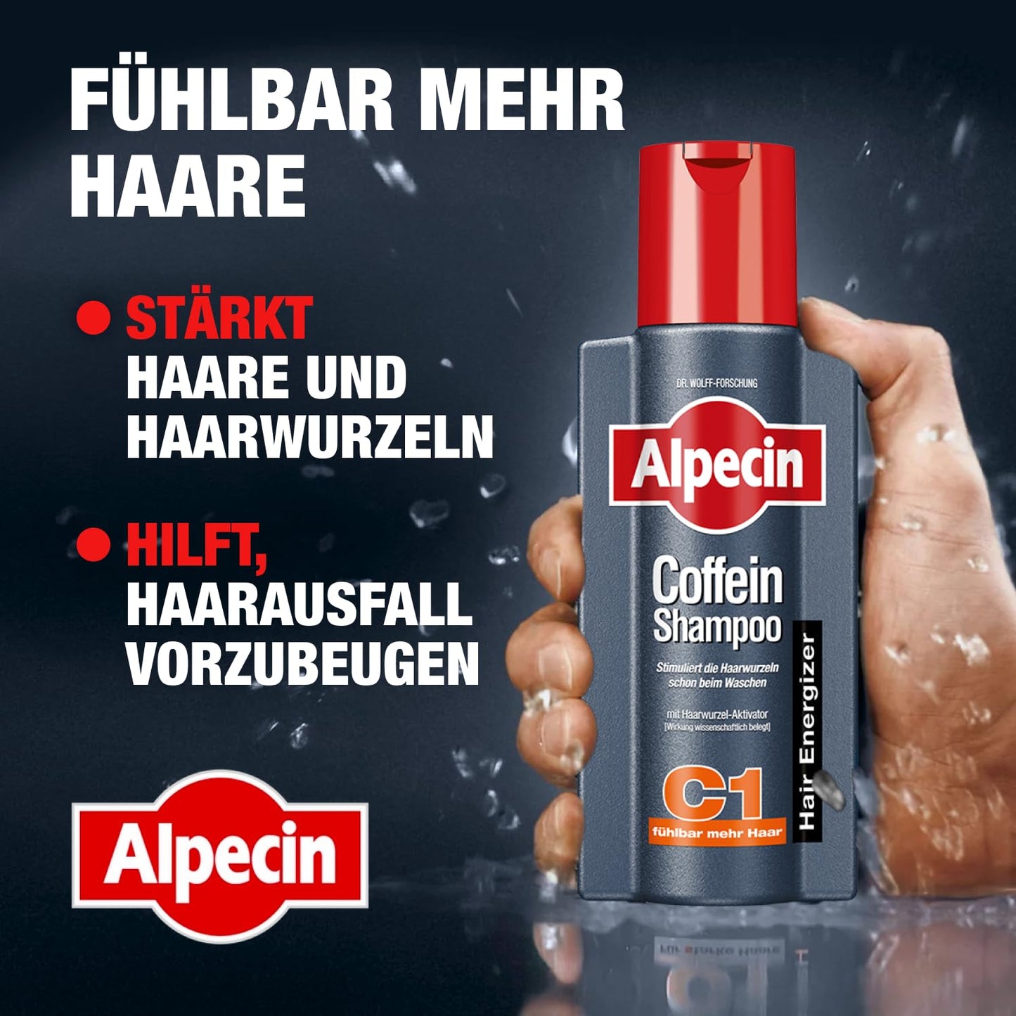 Alpecin Coffein-Shampoo C1 (2x600ml) gegen erblich bedingten Haarausfall