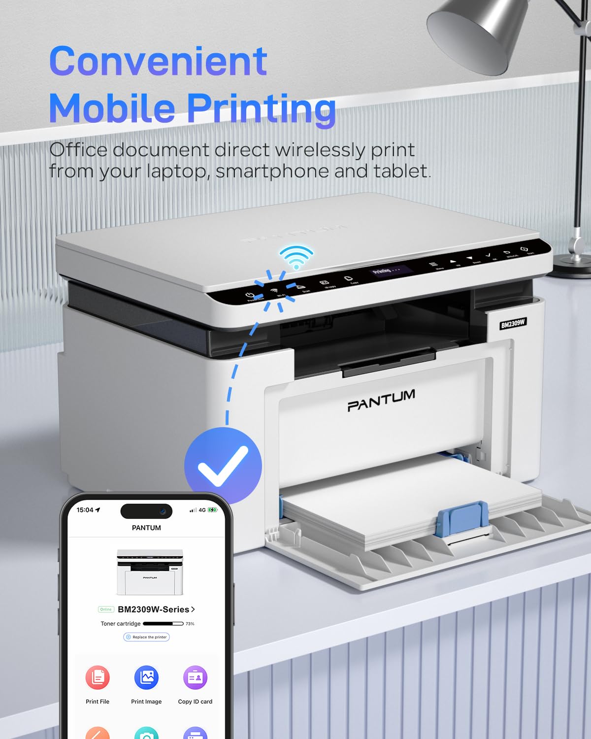 PANTUM (BM2309W) 3-in-1 Multifunction Device | Laser Printer, Scanner, Copier: Wi-Fi, AirPrint