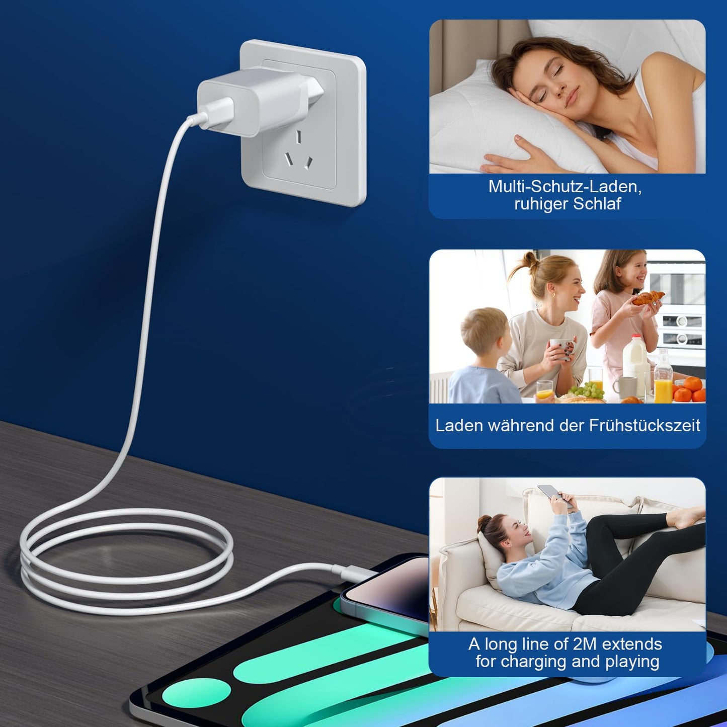 Apple iPhone Fast Charger 25W - 'MFi Certified' (2-Pack) with USB-C to Lightning Cable