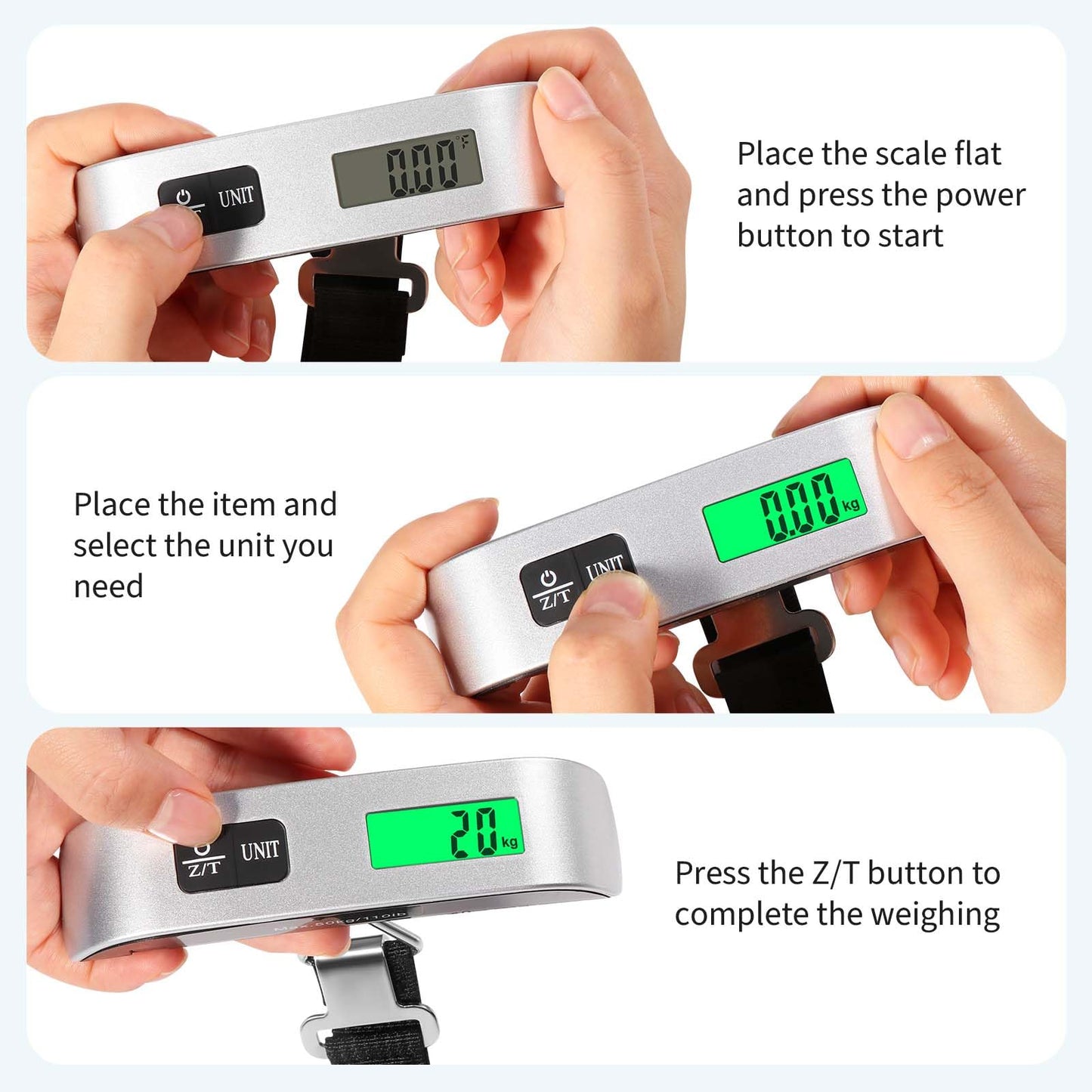 Digital suitcase - luggage - hanging scale with temperature sensor & tare function: up to 50kg