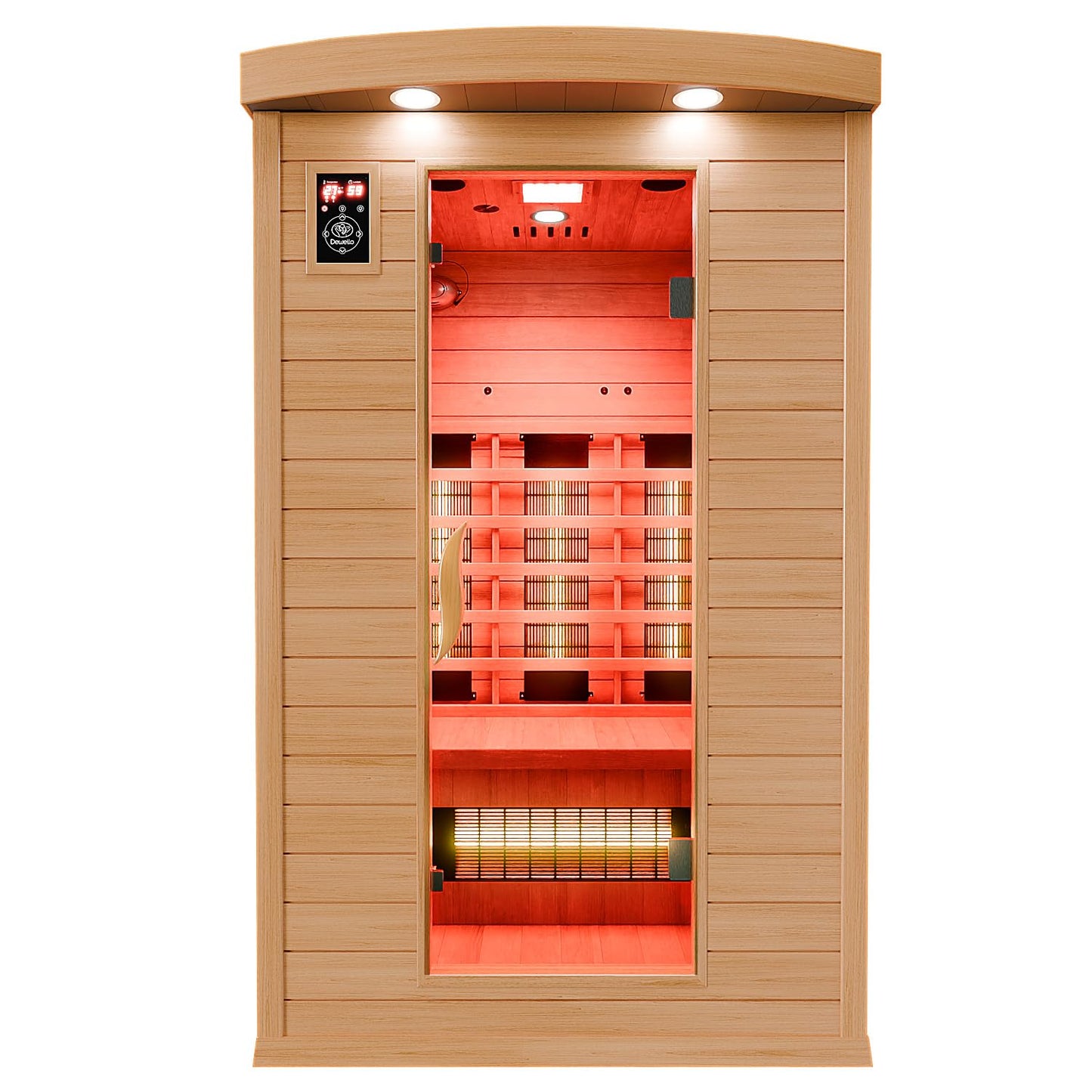 Dewello® Infrarotsauna 'Hyder' (115x105cm) für 1-2 Personen aus Hemlock-Holz, LED, Bluetooth