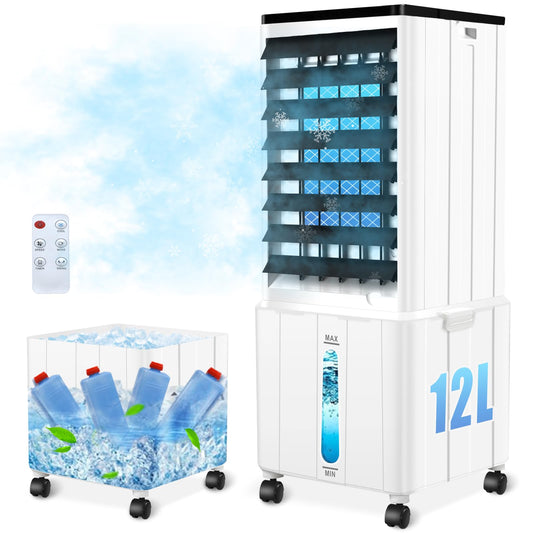 Klimagerät ohne Abluftschlauch mit 12h Timer: 12L - 60W - 3 Modus - 120°, Fernbedienung