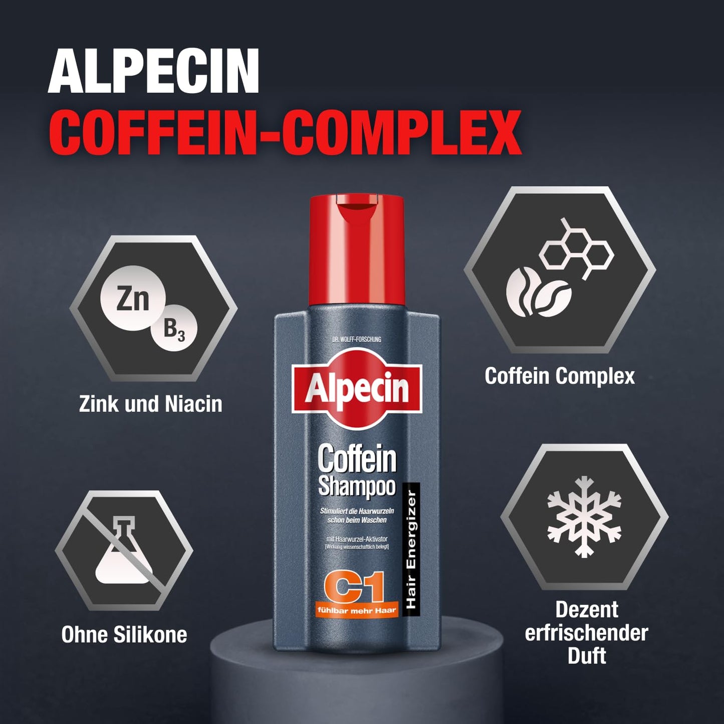 Alpecin Coffein-Shampoo C1 (2x600ml) gegen erblich bedingten Haarausfall