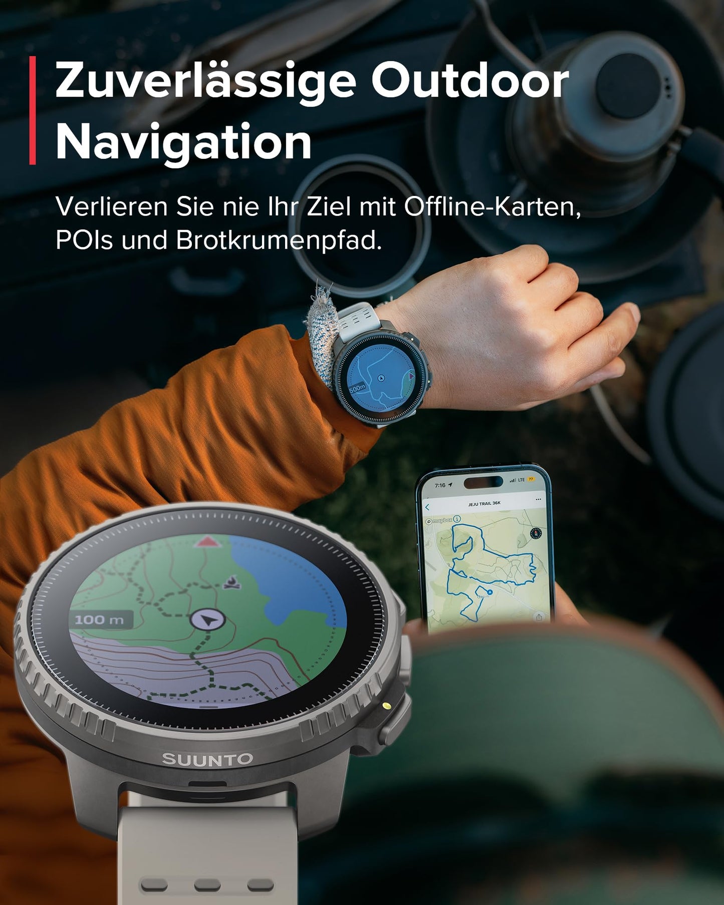 SUUNTO Vertical Adventure Watch: Dual-frequency GPS, solar, offline navigation, 65-day battery, up to 100m