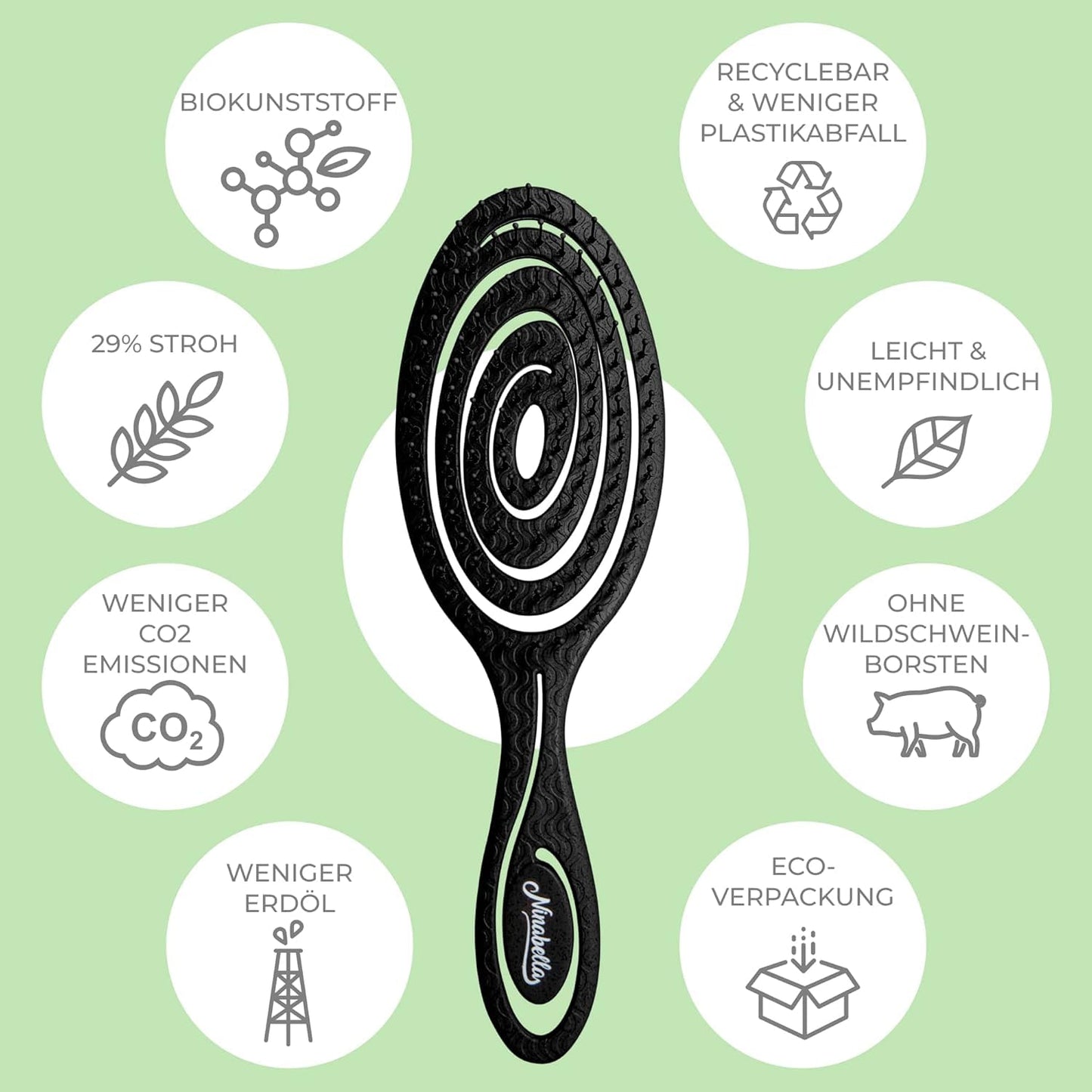 Ninabella Detangling Brush - For all hair types & sustainable care