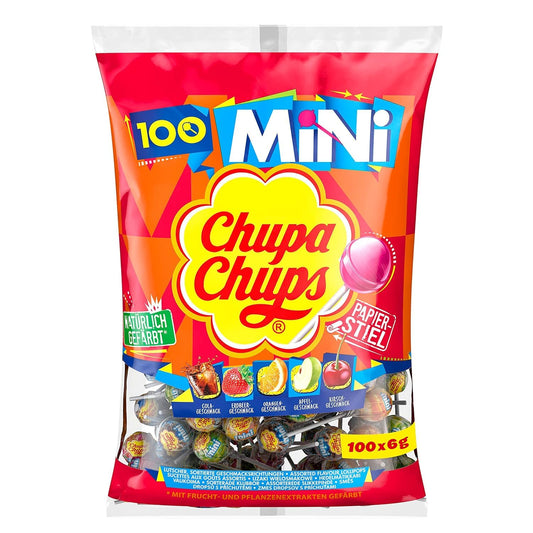 Chupa Chups Mini Classic Lutscher-Beutel (100 Mini-Lollis x 6g) geeignet für Geburtstage
