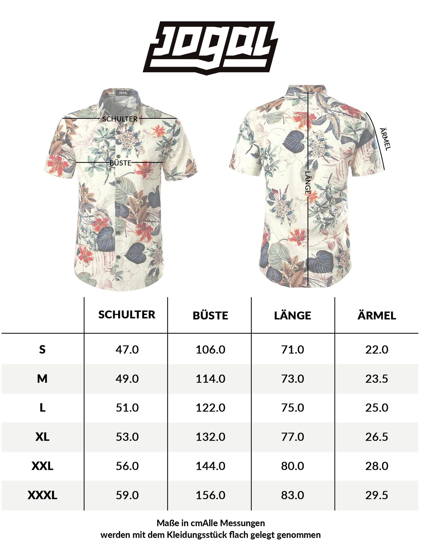 JOGAL short-sleeved Hawaiian shirt for men: floral pattern with stand-up collar