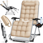 KESSER® sun lounger: Foldable & weatherproof including neck pillow & cup holder
