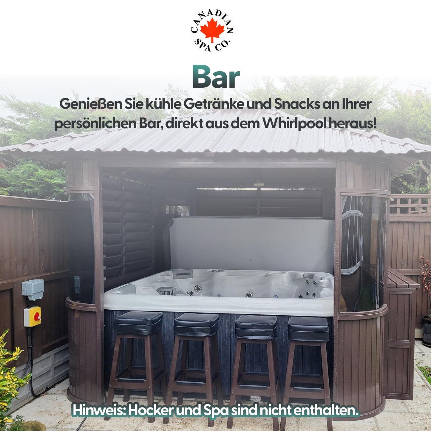 CANADIAN SPA CO. 'Fraser' HotTub Pavilion in Brown: Freestanding, Louvre & Skylight