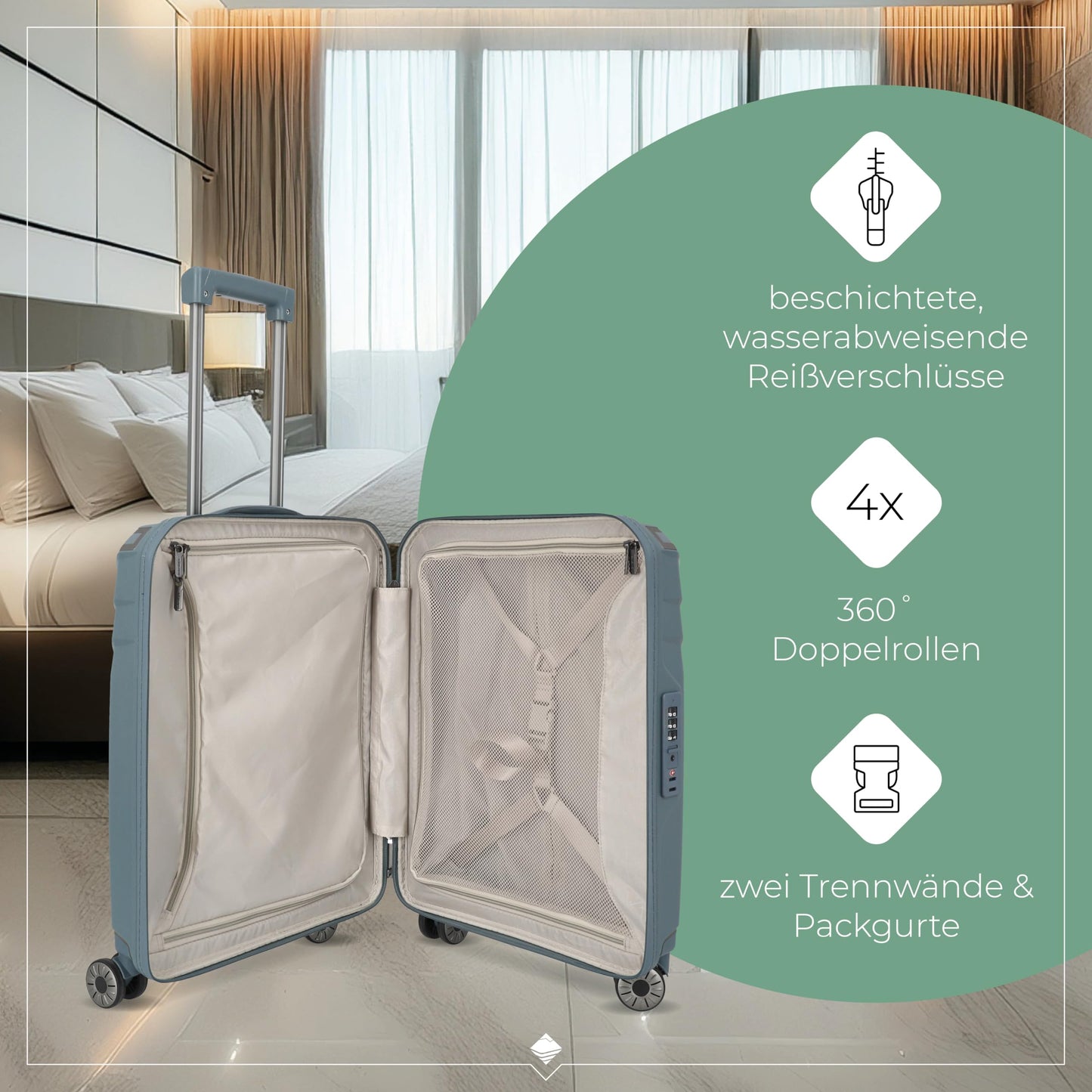 TRAVELITE 'Elvaa' hard-shell travel suitcase set (3 pieces) with recycled lining, TSA lock