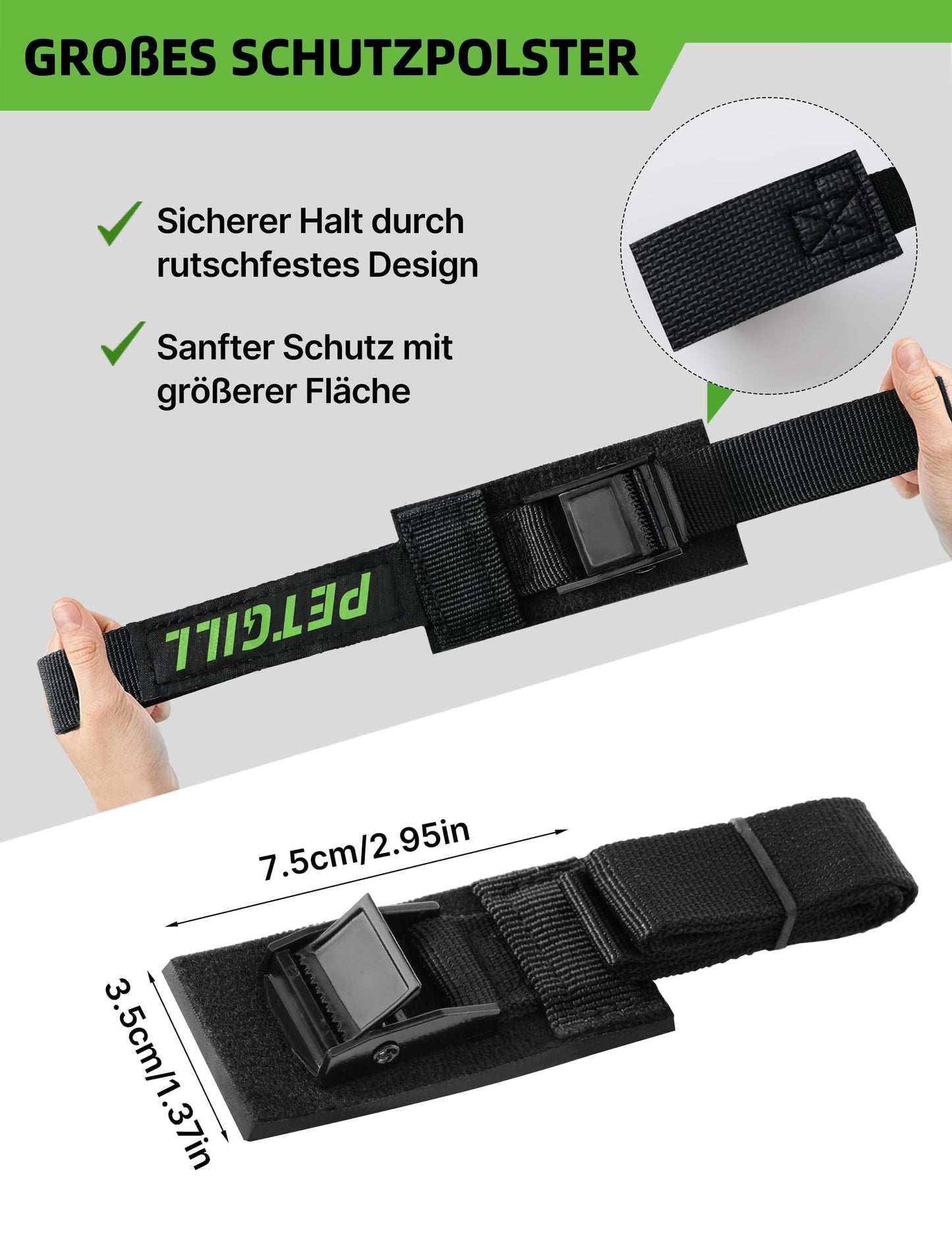 4x Spanngurte mit Polsterung für alle Fahrradträger (40cmx20mm): 200kg Belastbarkeit für Dachträger