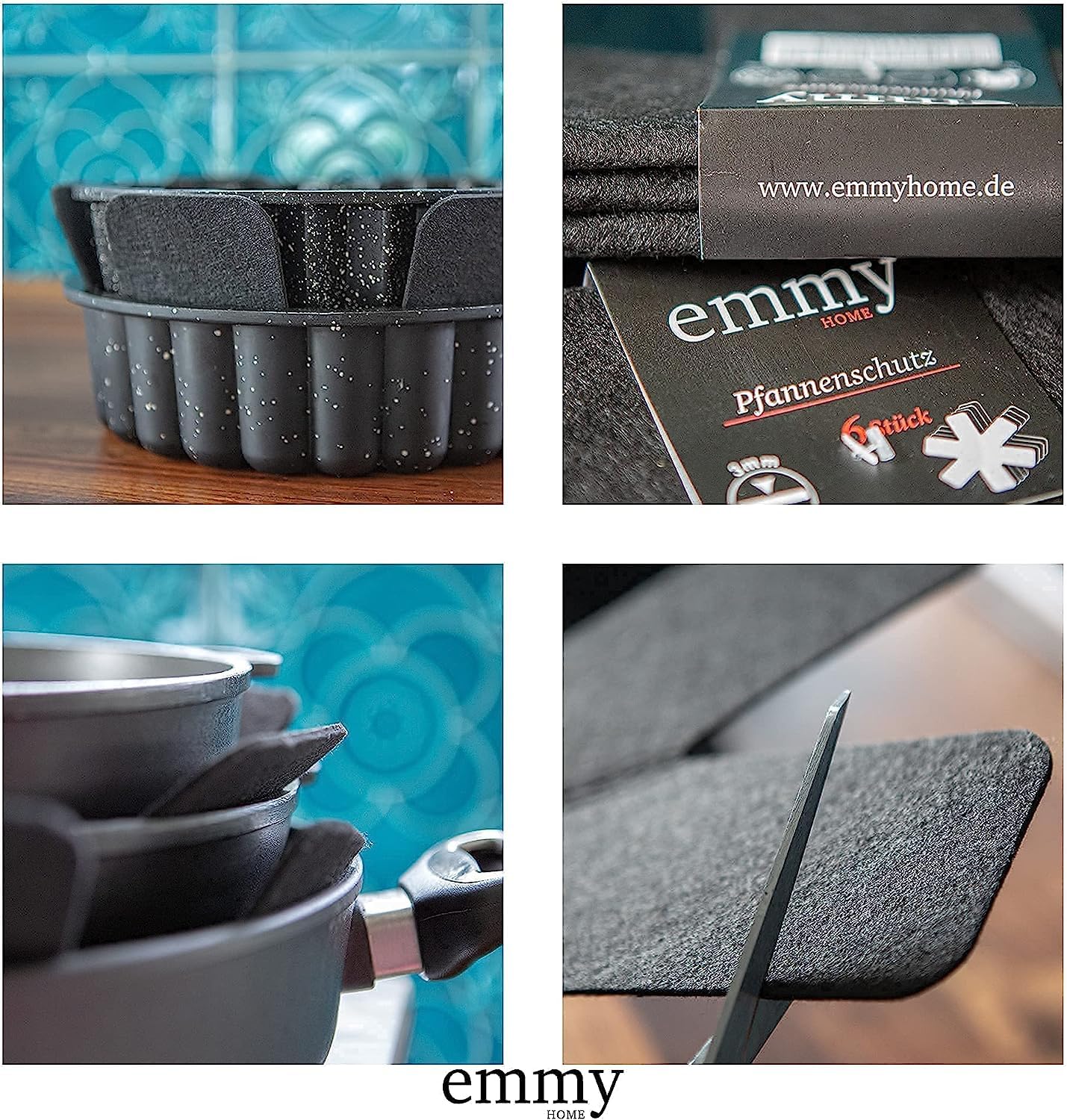 Emmy Home Felt Pan Protectors (5 pieces): Stacking Protection, Trivet