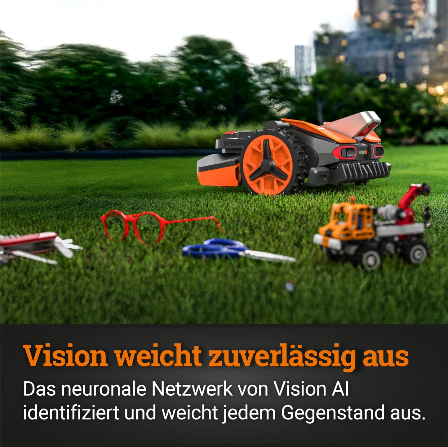 WORX Landroid Vision M600 KI-Mähroboter (WR206E.1) für Gärten bis 600m²: WLAN & Bluetooth, Igelschutz