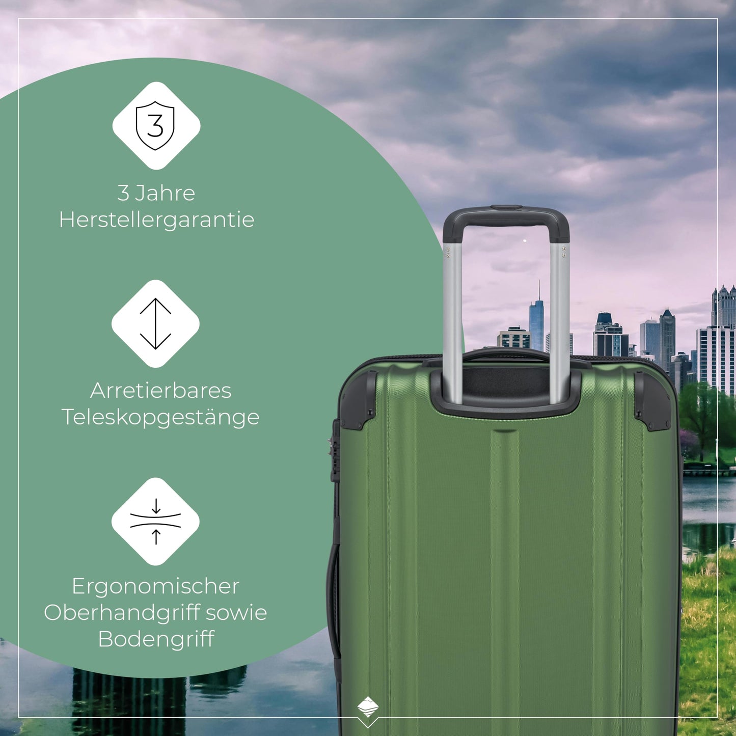 TRAVELITE hard-shell travel suitcase set with TSA lock + expansion pleat: scratch-resistant