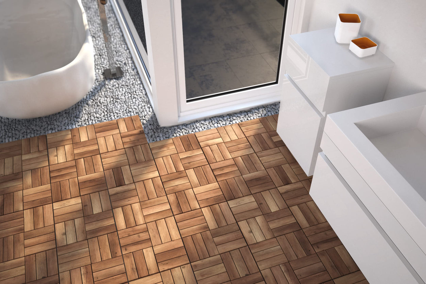 SAM 11 pieces for 1m² wooden tiles (30x30cm): Solid acacia wood + oiled | Balcony - Terrace - Click tiles