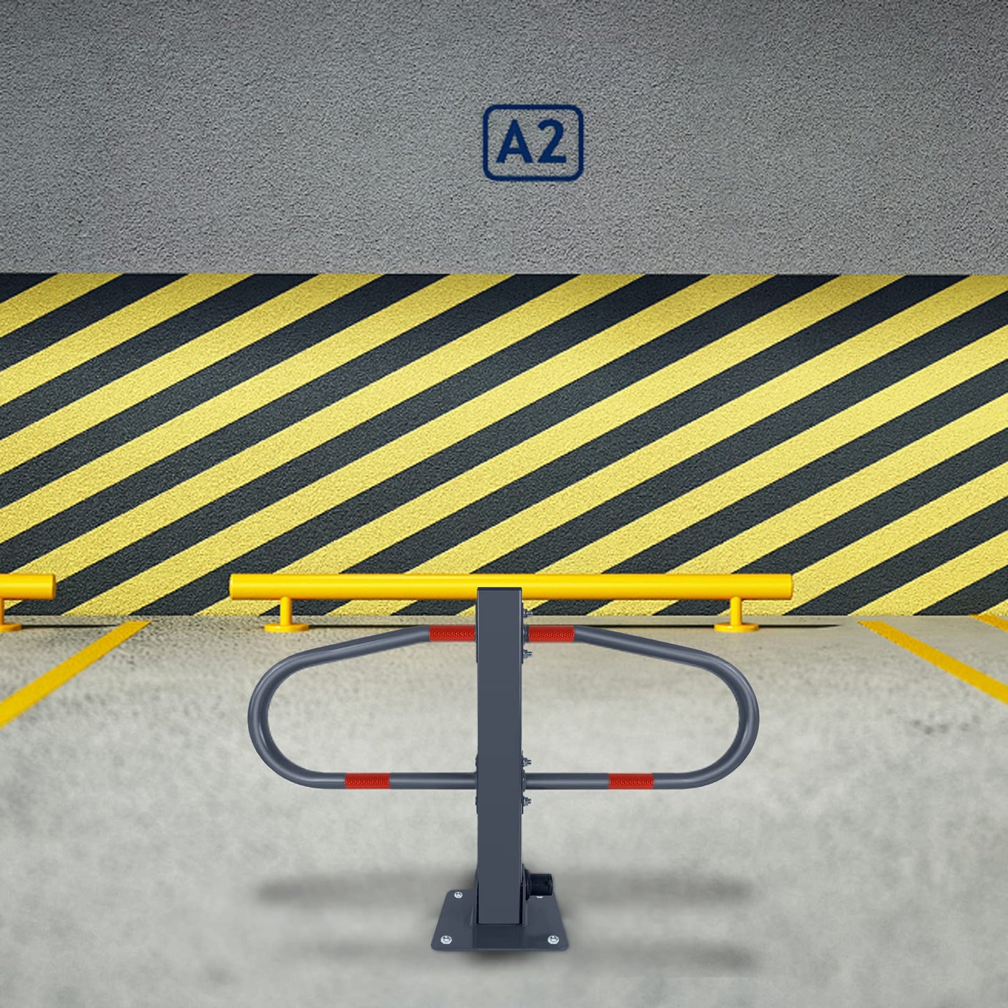 FIVMEN Verzinktes Parkplatzsperre | Klappbar mit Schlüsseln und Reflektierende Aufkleber