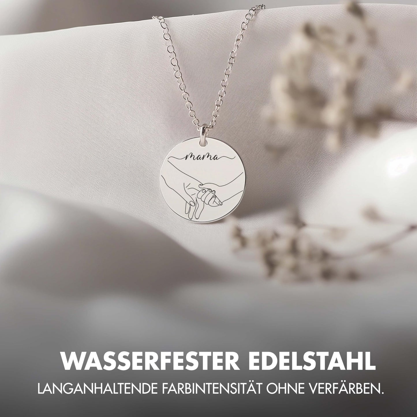 Personalisierte Initialen Kette für Mütter mit Gravur & zwei runden Anhängern in Rosegold, Gold und Silber