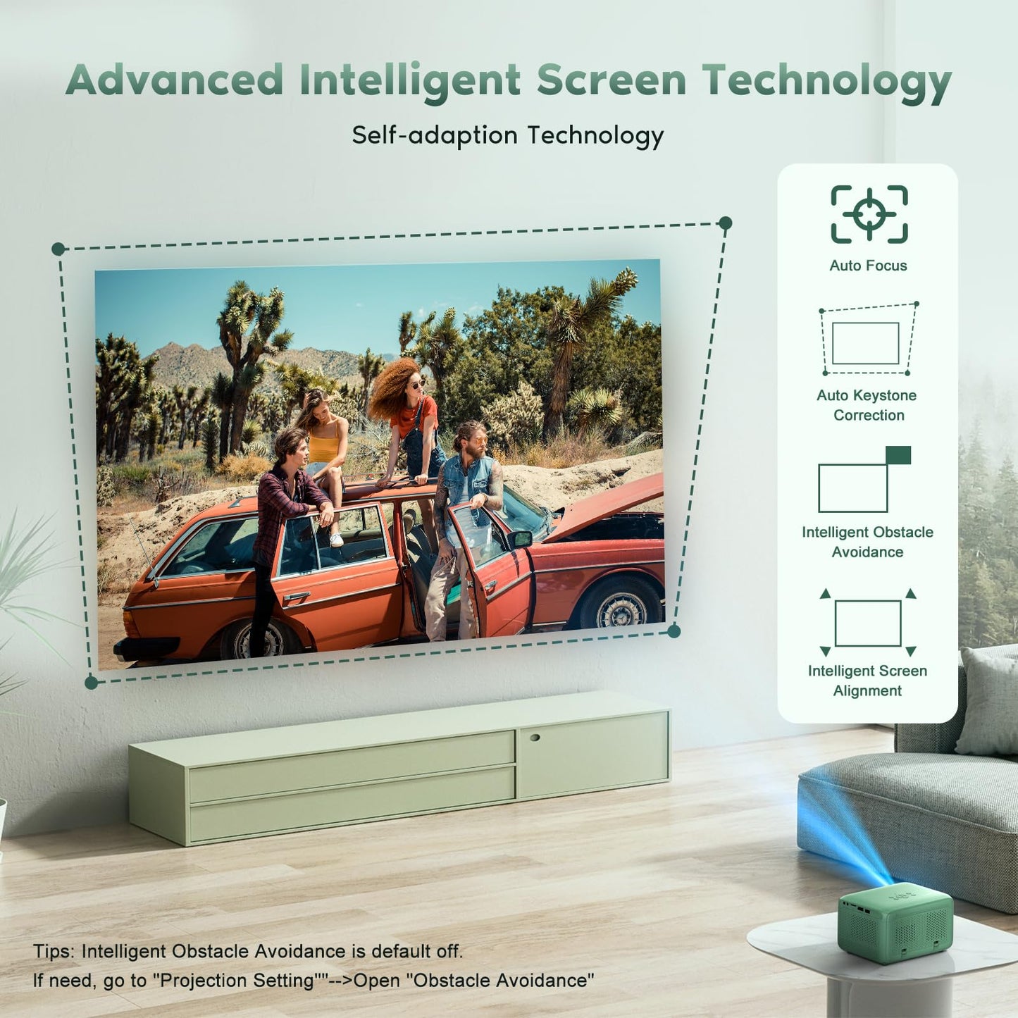 4K mini projector with WiFi6, Bluetooth: Native 1080P | Compatible with Smartphone HDMI USB Fire TV Stick