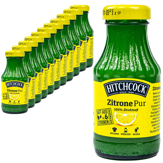HITCHCOCK Zitrone Pur 100% Direktsaft (12er Pack): Premium Zitronensaft in 0,2 Liter Glasflaschen