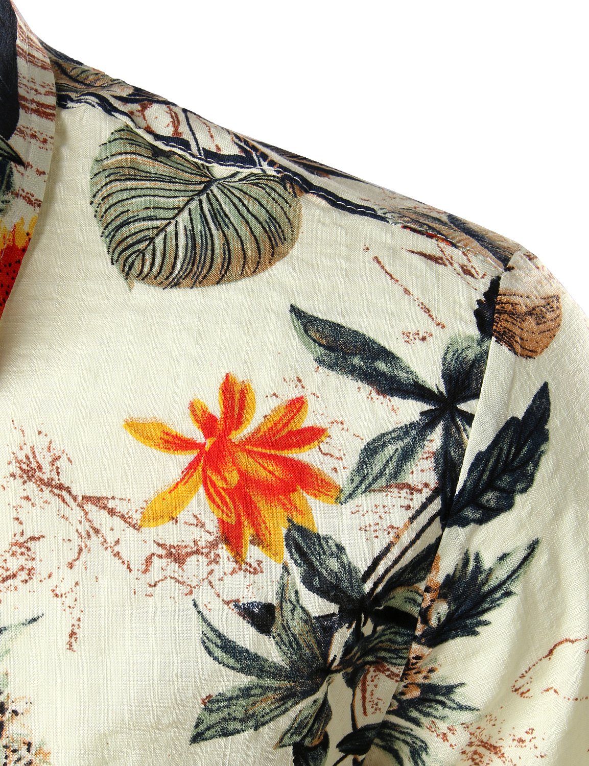 JOGAL short-sleeved Hawaiian shirt for men: floral pattern with stand-up collar