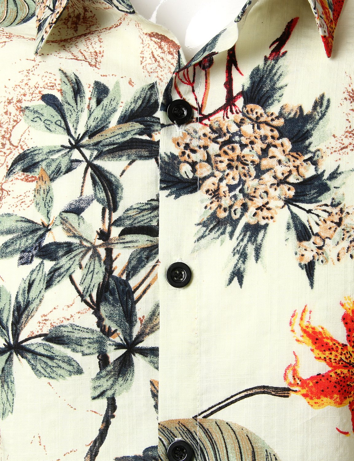JOGAL short-sleeved Hawaiian shirt for men: floral pattern with stand-up collar