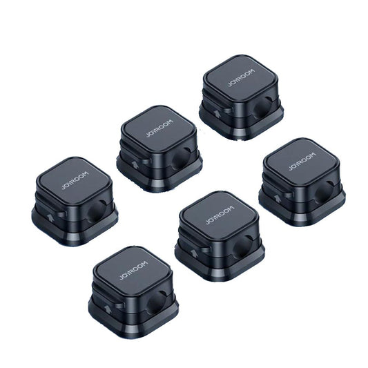 6x Magnetische Kabelhalter | Selbstklebend, Verstellbar: Kabelmanagement für Schreibtisch, Nachttisch & mehr (Schwarz)