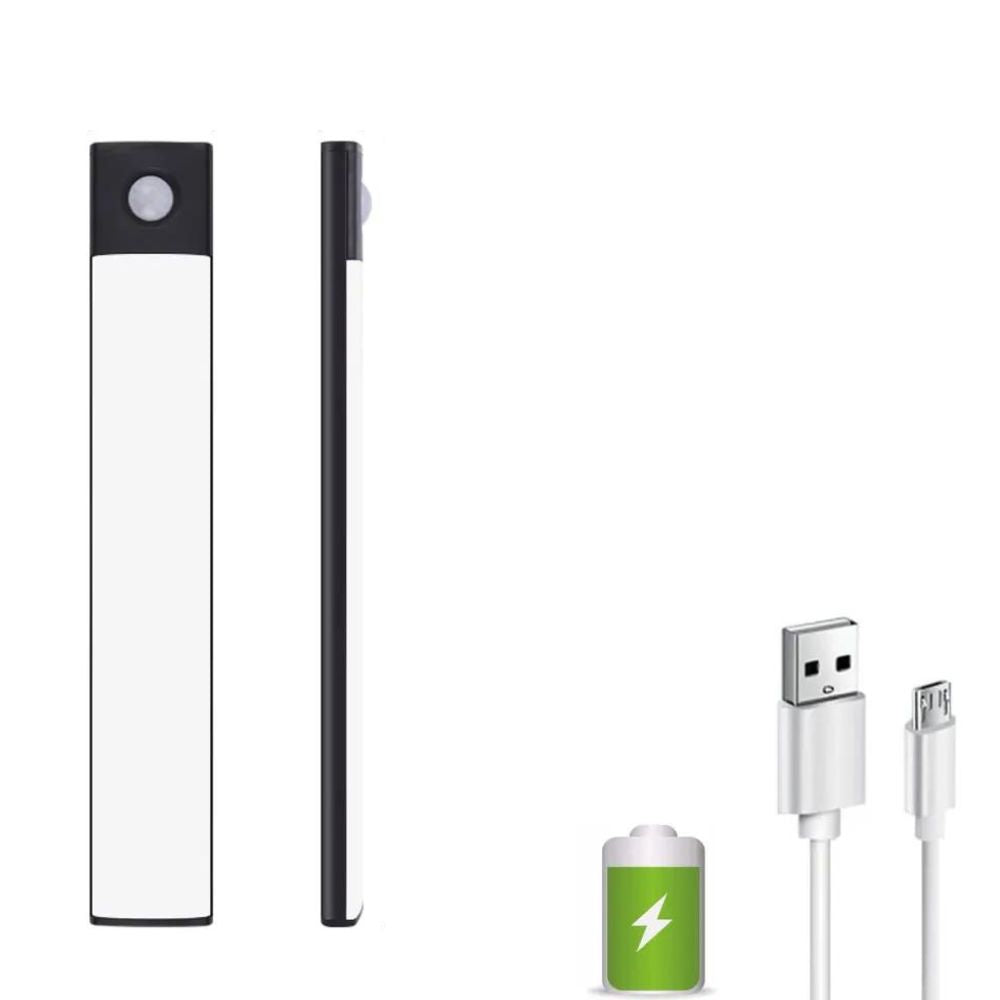 Wireless LED-Bewegungssensor Nachtlicht: USB-wiederaufladbar | Vielseitige Anwendung (20cm-Schwarz)