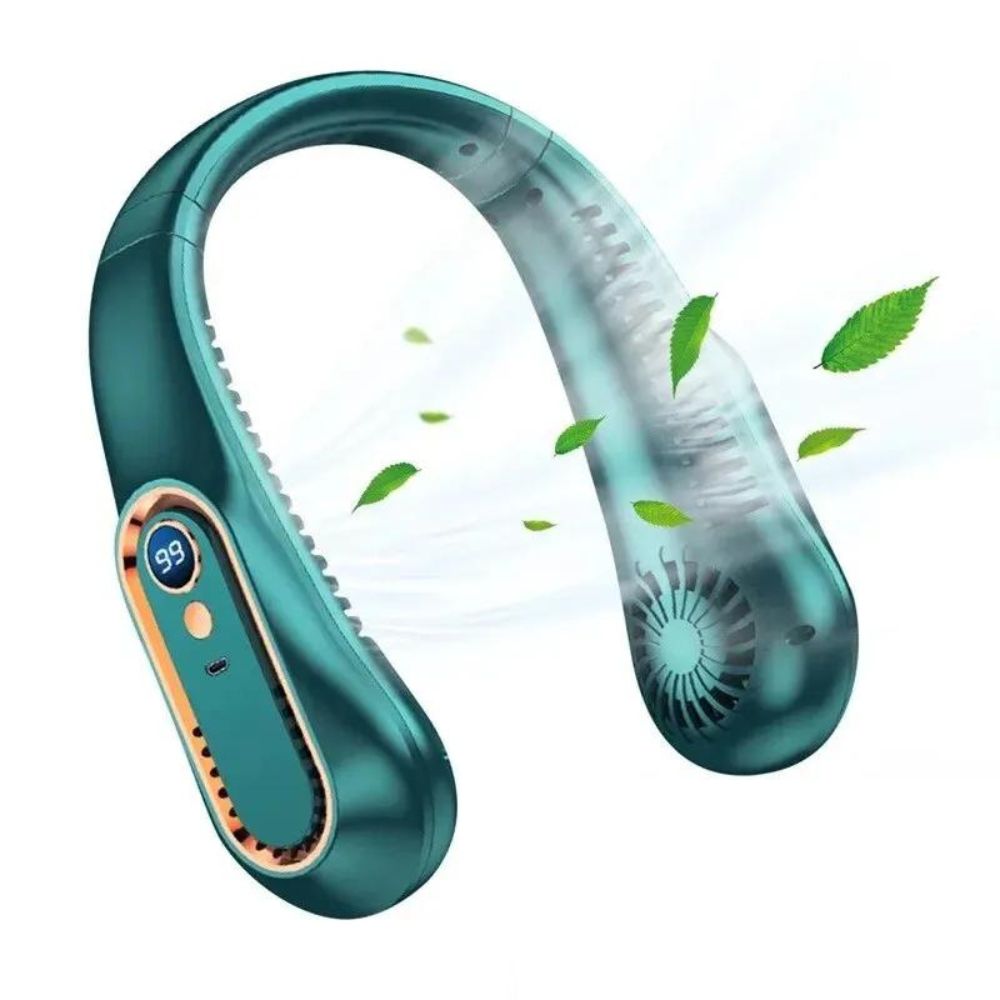 Hands-Free Halsventilator | USB Wiederaufladbar, 5 Geschwindigkeiten, 3600 mAh (Grün)