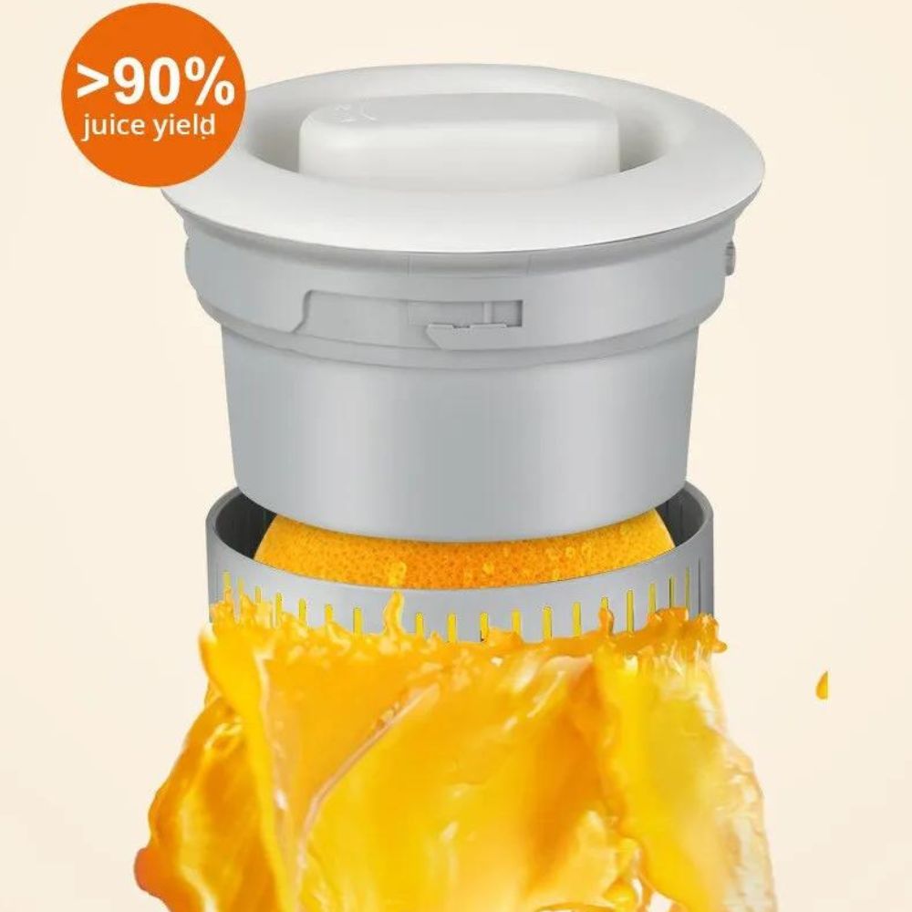 Elektrische Orangen- und Obstpresse | USB-wiederaufladbar & tragbar: inkl. Reinigungsbürste2