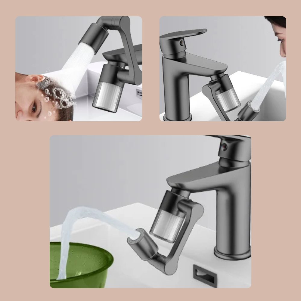 1440° drehbarer Wasserhahn-Verlängerung mit Wasserfilter | 2-Modi Multifunktions-Sprayer für Küche & Bad
