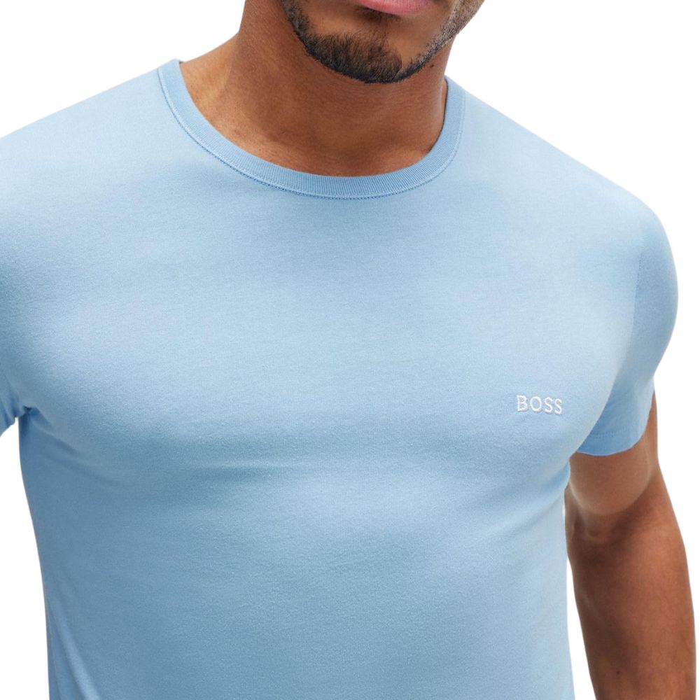 BOSS Herren T-Shirt: Baumwoll-Jersey, Logo-Stickerei, klassischer Rundhalsschnitt
