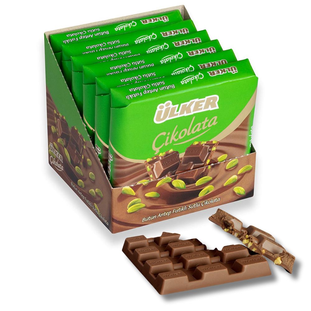 ÜLKER Milchschokolade 'Çikolata' mit ganzen Pistazien (6x 70g)