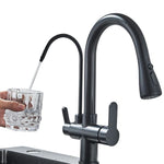 Dual-Wasserhahn mit Filteranschlussoption | 360° drehbar, herausziehbarer 3-Weg Sprüher