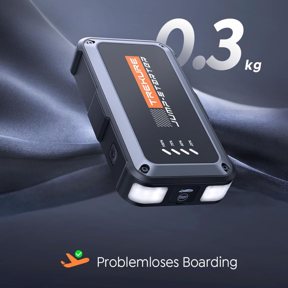 TREKURE TK10 Starthilfe-Powerbank für Pkw (3000A) mit LED Taschenlampe
