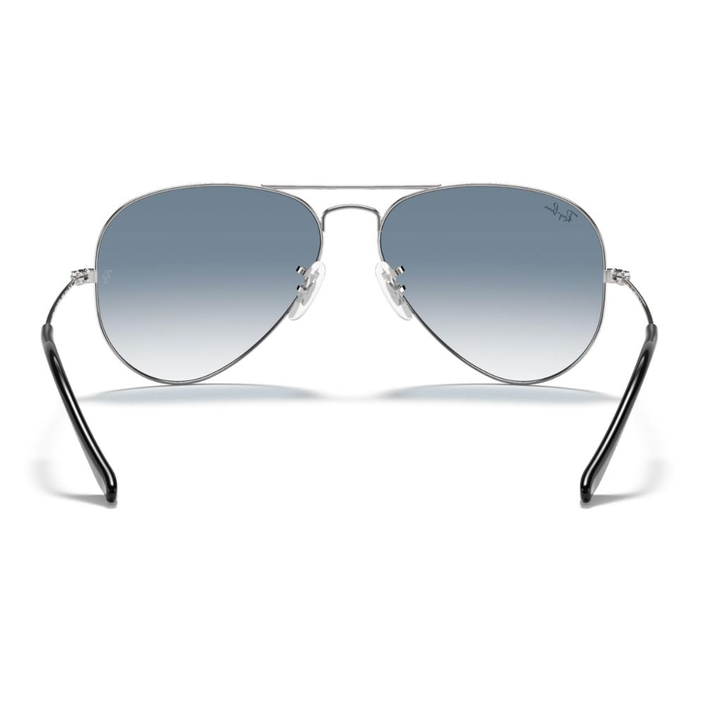 Ray Ban 'Aviator' Sonnenbrille für Herren: Silbernes Gestell, Gläser mit blauem Farbverlauf