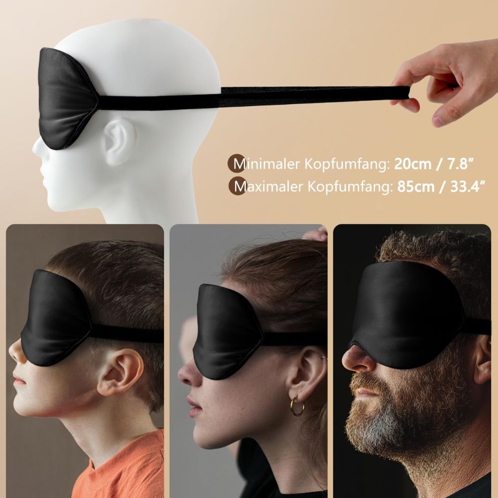 AOSUN sleep mask made of 100% organic silk: lightproof & skin-friendly, OEKO-TEX