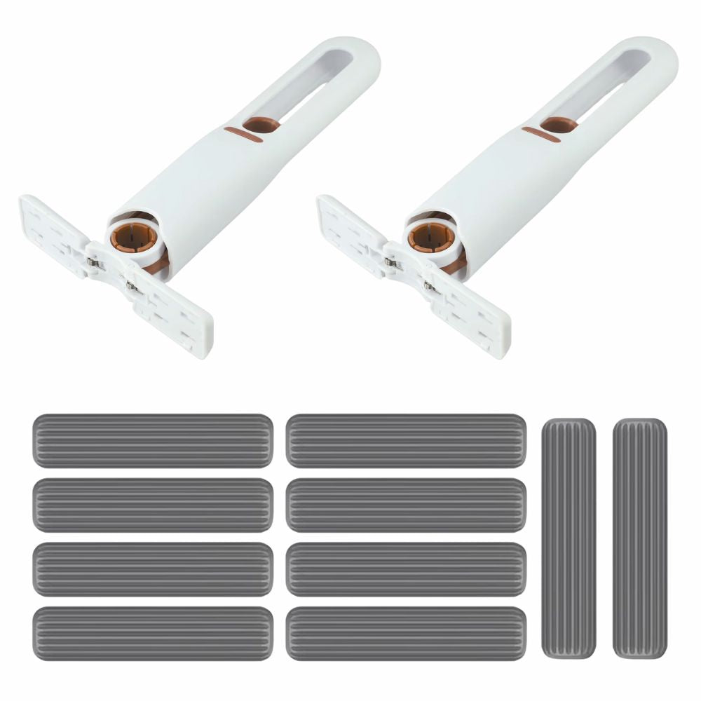 Mini Squeeze Mop™ | Selbstpressender Faltmopp für Haushalt, Küche und mehr (2 Griffe + 10 Mop)